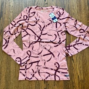 Ariat Pink and Burgundy Equestrian Print Long Sleeve